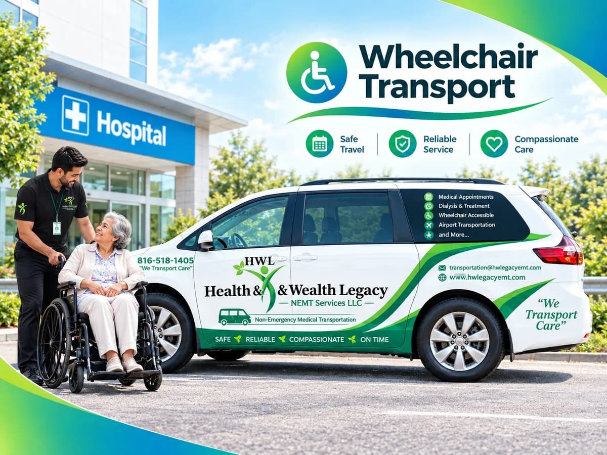 A driver guiding a rider in a wheelchair onto the hydraulic lift at the rear of a Health & Wealth Legacy van